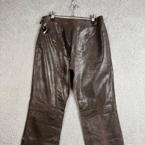 INC International Concepts Pants Women Size 6 Brown Flared 100% Leather Scales - Picture 6 of 12